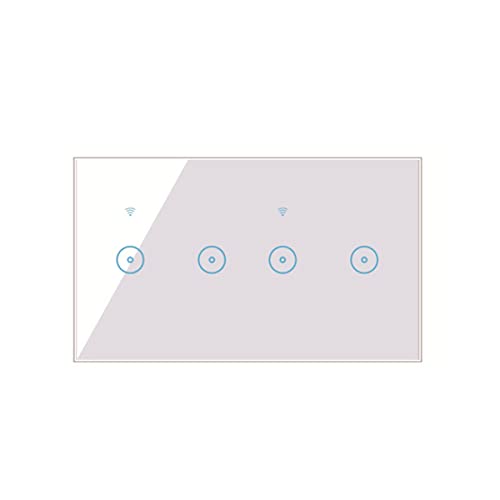 JANZU Intelligenter Wandlichtschalter, WLAN, 10 A, Touchpanel aus Glas, Schalter ohne Fernbedienung, ohne 4 Streifen (weiß) von JANZU