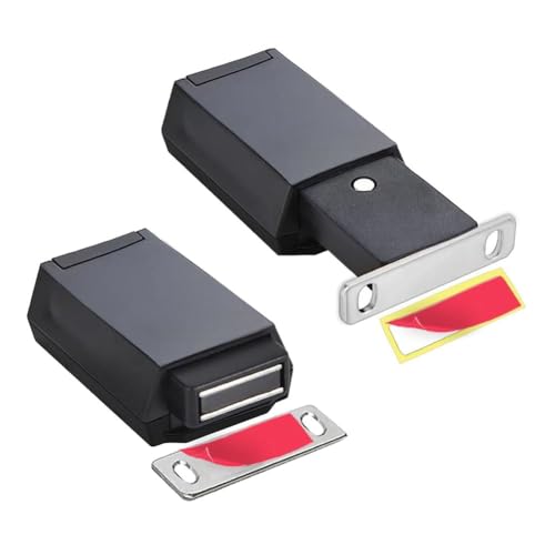 JANZU Set mit 2 robusten Riegeln und Riegeln für versteckte Türen, Touch-Schnappverschlüsse und Magnetverschluss, Schubladenzugspitze, Schwarz von JANZU