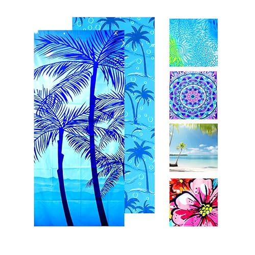 JAODFK Strandtuch Mikrofaser Beach Towel Badetuch Sandfrei XXL Schnelltrocknend Strandhandtuch Damen Groß Strandtücher Sommer Zubehör Handtuch Strand Mädchen Geschenke für Damen 180 * 90 Kokosbaum von JAODFK