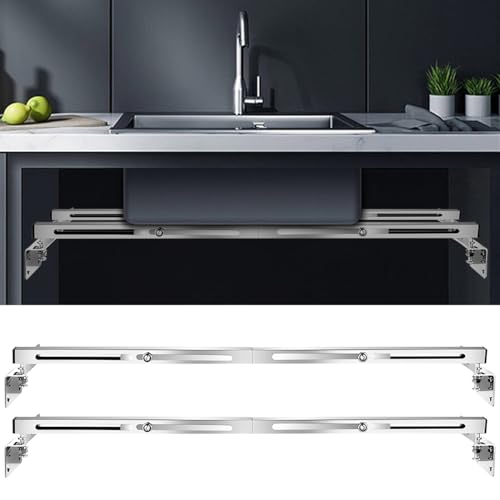 2 x Unterbau-Spülbeckenhalterungen, verstellbares Edelstahl-Installationsset für Unterbau-Küchenspüle, Installationsset für robuste Unterbauküche, Badezimmer-Spüle (71–100 cm) von JAOGAUS
