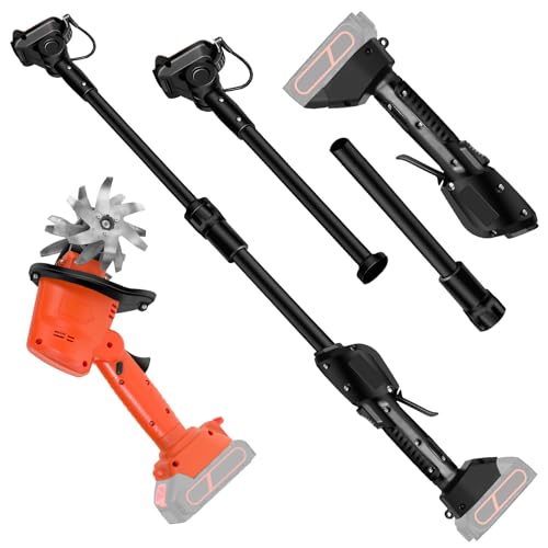 Elektrische Gartenhacke, Akku Tiller Kultivator mit 4 Stahlklingen, Teleskopgriff Elektrischer Bodenfräse Kultivator kompatibel mit Makita 21V, 10 cm Arbeitsbreite & Tiefe, für Garten (OHNE AKKU) von JAOGAUS