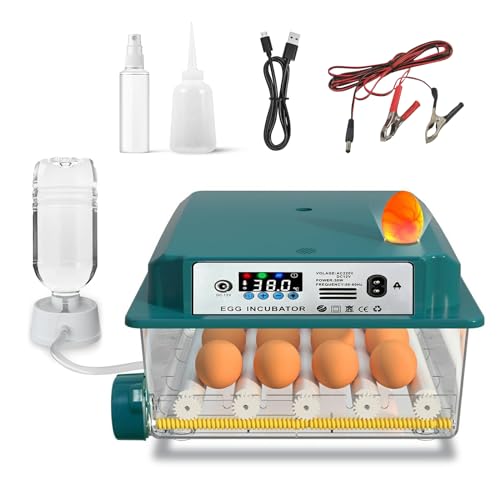 Brutautomat Vollautomatisch, Brutmaschine Vollautomatisch mit Automatischer Eierwendung und Automatischer Wasserzugabe mit Eierleuchter, Inkubator Hühner Vollautomatisch für 12-16 Eier von JAOGAUS