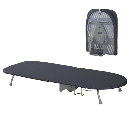 Klein Klappbar Tischbügelbrett, Kompaktes Mini bügeltisch, Klappbares Ironing Board mit Bügelständer, Mini Bügelbrett Tisch mit Schwarz Bügelbrett-Abdeckung, 89cm x 33cm von JAOGAUS