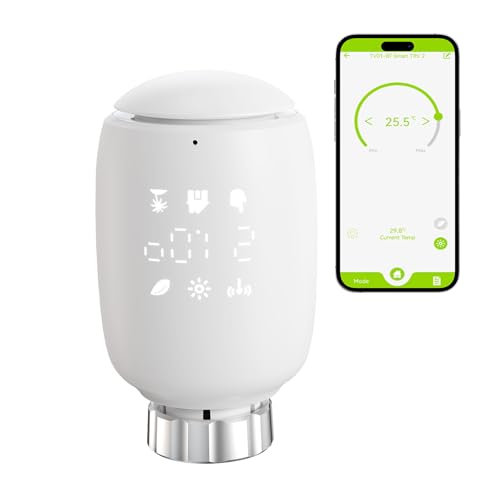 Smartes Heizkörperthermostat, Zigbee Tuya Smart Home Thermostat, WLAN Heizungsthermostat Pack of 1 mit APP Voice Timing Konstante Temperatur Energiesparende Heizung Smart Switch, Spart Heizkosten von JAOGAUS