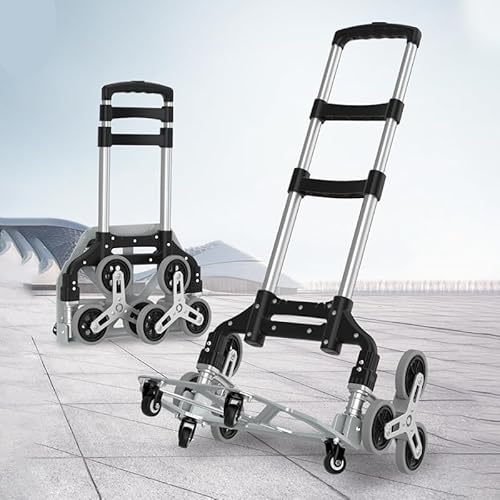 Treppensteiger Sackkarre Klappbar, mit 360° Universal Vier kleine Räder und 2 Stuck Kristallräder, Verstellbarem Griff bis 100 kg, Geeignet zum Treppensteigen, Umziehen, Transportieren, Einkaufen von JAOGAUS