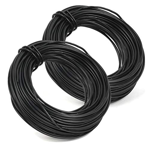 JAOMON 2 Rollen 20m Garten Draht Gartendraht Garten Kabelbinder schwarz Kunststoffbeschichteter Eisendraht Pflanzendraht Wickeldraht Blumendraht Gartenlinie von JAOMON