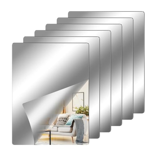 JAOMON 6 Stück Acryl Spiegelfliesen Selbstklebend,Acryl Spiegel Spiegelkachel DIY Wandspiegel Dekospiegel,1 mm Spiegelfliesen Selbstklebend Badezimmer Dekoration (30x30cm) von JAOMON