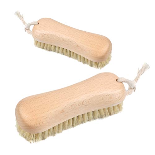 JAOMON Bürste 2er Set Scheuerbürste Reinigungsbürste Wurzelbürste aus Holz mit Naturborsten aus Fibre - Scheuerbürsten, Wurzelbürsten, Hand Schrubber, Putzbürste - Griff aus Holz von JAOMON
