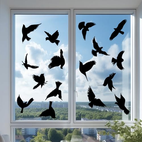 JAONLD Groß Größe Fensteraufkleber Vogelschutz,16 Stücke Anti-Kollision Vogelaufkleber für Fensterscheiben Schwarz,PVC Vogelschutz Aufkleber Fenster Fensterbilder Selbstklebend JAONLD Groß Größe Fensteraufkleber Vogelschutz,16 Stücke Anti-Kollision Vogelaufkleber für Fensterscheiben Schwarz,PVC Vogelschutz Aufkleber Fenster Fensterbilder Selbstklebend von JAONLD