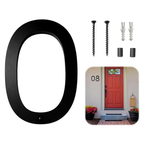 JAONLD Hausnummer Hausnummernschild Schwarz Acrylic House Number mit Schrauben,Wetterfest Moderner Schwebender Aussehen,Geeignet zum Basteln von Hausnummern,Briefkastennummern(0) von JAONLD