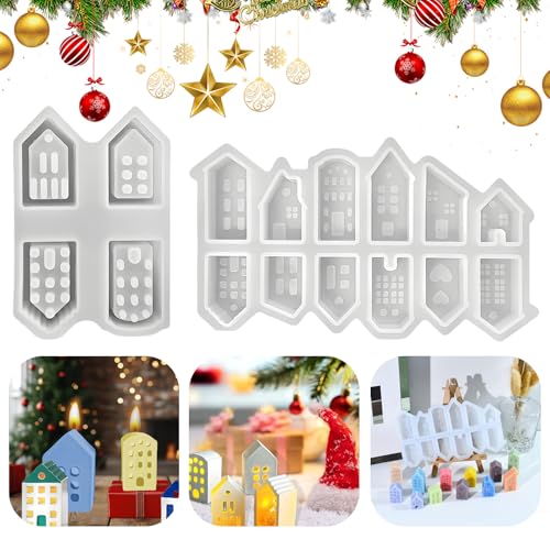 JAONLD Silikonform Gießform Weihnachten 2 Stück Gießformen Silikon Haus 3D Haus Teelicht Silikonform Mini Häuser Gips JAONLD Silikonform Gießform Weihnachten 2 Stück Gießformen Silikon Haus 3D Haus Teelicht Silikonform Mini Häuser Gips von JAONLD