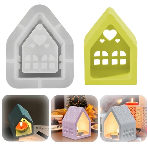 JAONLD Silikonform Gießform Weihnachten Gießformen Silikon Haus 3D Haus Teelicht Silikonform Mini Häuser Gips von JAONLD