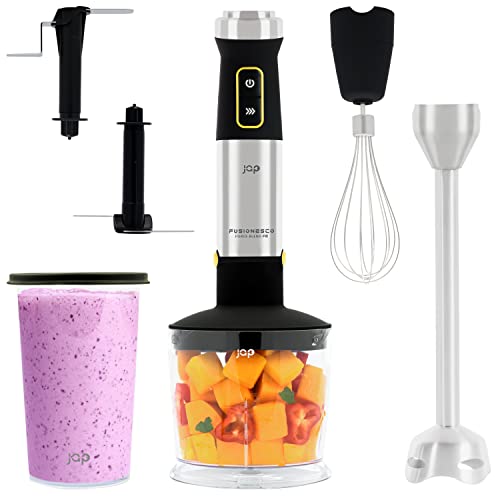 ForceBlend Stabmixer Set F2 - Extra langer XL-Mixfuß - Hochleistungsmixer 1500 Watt - Zerkleinerer 600 ML - Babynahrung - Edelstahl Pürierstab von JAP
