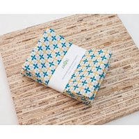 Große Bio Stoffservietten - 4Er Set | N3171 Blau Gelbe Mustard Jacks Moderne Wiederverwendbare von JAQSstudio