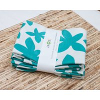 Große Stoffservietten - 4Er Set | N1313 Aqua Flower Moderne Wiederverwendbare von JAQSstudio