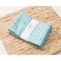 Große Stoffservietten - 4Er Set | N3492 Aqua Flower Moderne Wiederverwendbare Große Stoffservietten - 4Er Set | N3492 Aqua Flower Moderne Wiederverwendbare von JAQSstudio