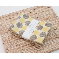 Große Stoffservietten - 4Er Set | N3806 Twine Tan Gelbe Kreise Moderne Wiederverwendbare von JAQSstudio