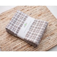 Große Stoffservietten - 4Er Set | N3857 Grau Karierte Moderne Wiederverwendbare von JAQSstudio