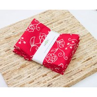 Große Stoffservietten - 4Er Set | N4496 Red Floral Outline Moderne Wiederverwendbare von JAQSstudio