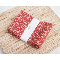 Große Stoffservietten - 4Er Set | N4851 Damast Rot Beige Moderne Wiederverwendbare von JAQSstudio