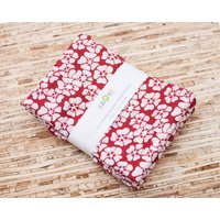 Große Stoffservietten - 4Er-Set | N7020 Blumen Blüht Auf Roten Wiederverwendbaren von JAQSstudio
