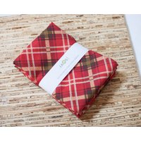 Große Stoffservietten - 4Er Set | N7162 Karierte Rote Moderne Wiederverwendbare von JAQSstudio