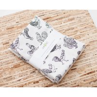Große Stoffservietten - 4Er-Set | Na860 Outline Hahn Huhn Wiederverwendbare von JAQSstudio