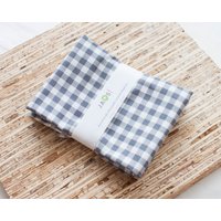 Große Stoffservietten - 4Er Set | N6976 Gingham Kariert Grau Wiederverwendbare von JAQSstudio