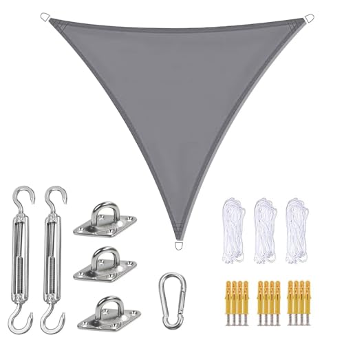 JAQVIVI Sonnensegel Dreieckig 5 x 5 x 5m Wasserdicht Sonnenschutz inkl Befestigungsseile PES Polyester mit UV Schutz für Garten Terrasse Camping JAQVIVI Sonnensegel Dreieckig 5 x 5 x 5m Wasserdicht Sonnenschutz inkl Befestigungsseile PES Polyester mit UV Schutz für Garten Terrasse Camping von JAQVIVI