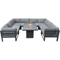 Modulares Gartenlounge-Set 8-Sitzer mit Tisch & integrierter Feuerstelle von MONSTER SHOP