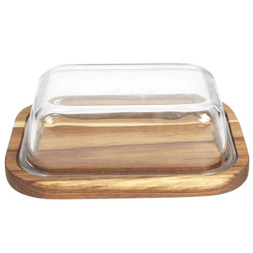 JARDIN DECO Butterdose aus Glas und Akazie, 19 x 14 cm JARDIN DECO Butterdose aus Glas und Akazie, 19 x 14 cm von HOME DECO FACTORY