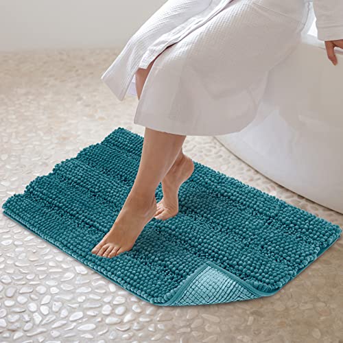 JARITTO Badezimmerteppich rutschfest Badteppich Waschbar Badvorleger Badematte für Badewanne, Dusche und Badezimmer WC Mikrofaser Chenille Saugfähig - 51 x 81 cm (Blau) von JARITTO