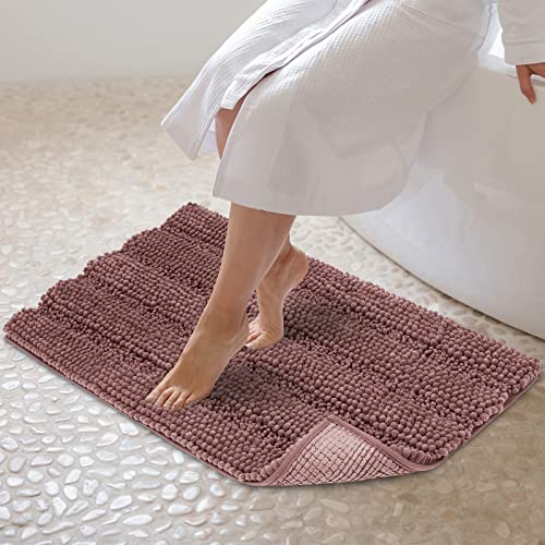JARITTO Badezimmerteppich rutschfest Badteppich Waschbar Badvorleger Badematte für Badewanne, Dusche und Badezimmer WC Mikrofaser Chenille Saugfähig - 51 x 81 cm (Pastellviolett) von JARITTO