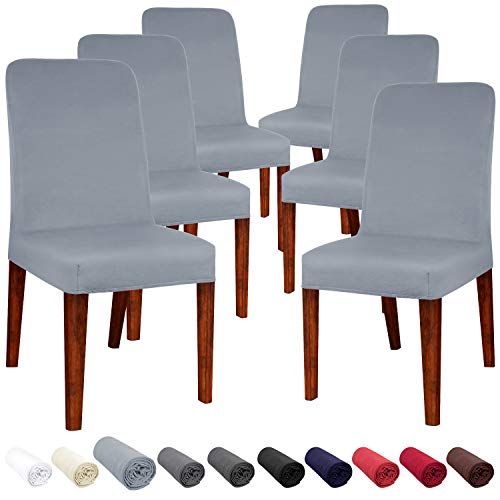 JARITTO Beschützer Stuhlhussen Stretch Stuhlbezug Elastischer Moderner Hussen für Stühle Universal Waschbar Abnehmbar Für Esszimmer Hotel Restaurant Party Bankett Hochzeitsfeier 6 Stücke (Anthrazit) von JARITTO