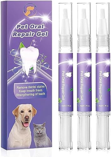 Orales Reparaturgel Für Haustiere,Pet Oral Restoration Whitening Gel,Haustier-Zahnreinigungsstift,Zahnpflegestift Für Katzen Und Hunde Pet Teeth Oral Care Gel for Remove Plaque and Tartar (3 Pcs) von JARMAY