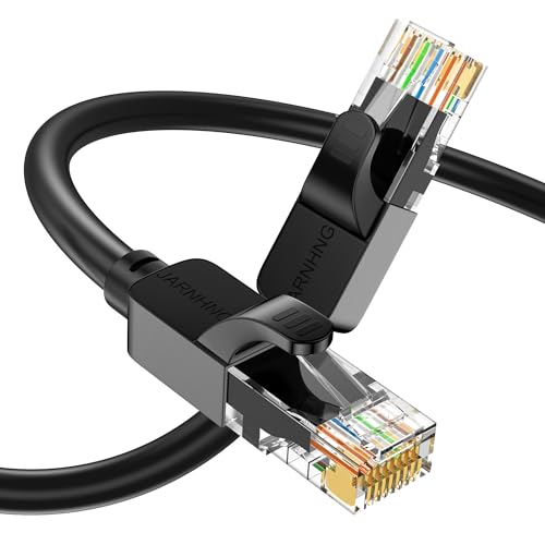 JARNHNG Lan Kabel 5meter, High Speed Cat 6 Ethernet Kabel 5m, Schwarz Netzwerkkabel Outdoor, Rj45 Kabel, Geeignet für den Anschluss Von Computern, Routern und Modems von JARNHNG