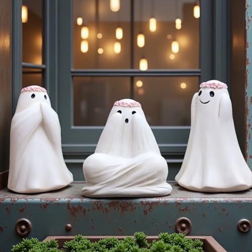 JARPSIRY Set von 3 See Hear Speak No Evil Ghost Statue Gruselige Halloween-Dekoration Niedliche kleine Harz Weise Geist Figur für Home Office Schreibtisch Dekor Outdoor Terrasse Rasen Hof Pflanztopf JARPSIRY Set von 3 See Hear Speak No Evil Ghost Statue Gruselige Halloween-Dekoration Niedliche kleine Harz Weise Geist Figur für Home Office Schreibtisch Dekor Outdoor Terrasse Rasen Hof Pflanztopf von JARPSIRY