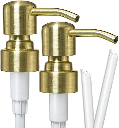 Jasai, 2er-Pack Seifenspender-Ersatzpumpen in königlicher Goldfarbe für Seifenspender mit normaler Öffnung, langlebige, rostfreie Pumpen aus 304 Edelstahl für Flaschen mit Handseife oder Spülmittel von JASAI