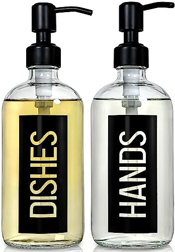 JASAI Classy Black Dish and Hand Soap Dispenser Set of 2 510.3 g Glass Dish and Hand Soap Dispenser for Kitchen and Bathroom von JASAI
