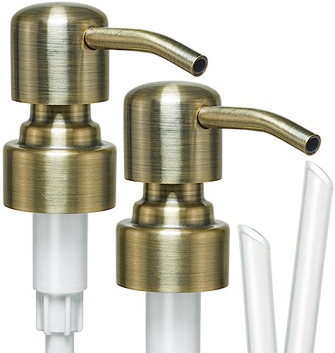 Jasai, 2er-Pack Seifenspender-Ersatzpumpen aus antikem Messing, rostfreiem 304 Edelstahl – passend für Seifenspender mit normaler Öffnung (gebürstetes Messing) von JASAI