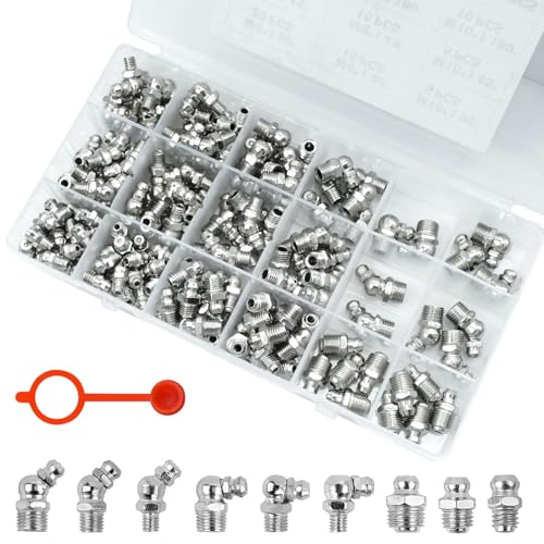 JASFLY 200 Stück Schmiernippel Sortiment Set M6 M8 M10 für Fettpresse, Schmiernippel Gerade und Abgewinkelt 45 ° 90 ° 180 ° mit Aufbewahrungsbox mit Kunststoff Fettfitting Kappe für Schmierpressen JASFLY 200 Stück Schmiernippel Sortiment Set M6 M8 M10 für Fettpresse, Schmiernippel Gerade und Abgewinkelt 45 ° 90 ° 180 ° mit Aufbewahrungsbox mit Kunststoff Fettfitting Kappe für Schmierpressen von JASFLY