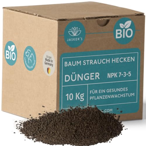 Baum-Dünger Strauch-Dünger & Hecken-Dünger Herbst 10 Kg - 100% Bio & Tierfreundlich Baum Strauch Heckendünger - NPK Dünger - Dünger für Bäume - Ideal für Liguster, Hainbuchen & Koniferen von JASKER'S