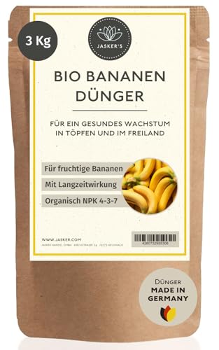 Bio Bananendünger Langzeit 3 Kg - 100% Bio-Dünger mit Vinasse & viel Kalium - Organischer Biodünger für Bananenpalme Musa Basjoo - Dünger für Bananenpflanzen - Mediterraner Dünger von JASKER'S