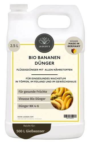 Bio Bananendünger flüssig 2.5 L - 100% Mediterraner Bio-Dünger mit Vinasse & viel Kalium - Organischer Bio Bananen Dünger - Musa Basjoo Bananenpflanze - Für Bananenbäume im Freiland & Kübel von JASKER'S