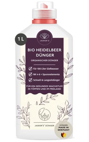 Bio Heidelbeer-Dünger flüssig 1 L - 100% Tierfreundlich & Bio Obstdünger - Beerendünger flüssig mit viel Kalium - Flüssigdünger für Heidelbeeren & Blaubeeren von JASKER'S