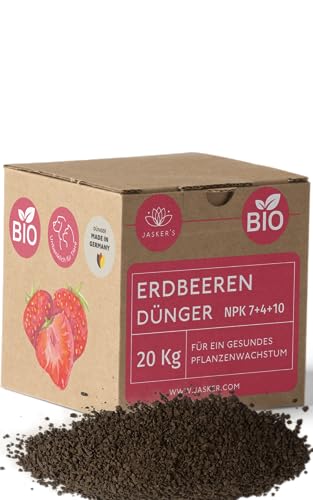 Bio Erdbeerdünger Langzeit 20 Kg - 100% Bio-Dünger mit viel Kalium für leckere Beeren - Organischer Bio Beerendünger & Erdbeer Dünger mit Vinasse - Erdbeeren Dünger für Gewächshaus & Freiland von JASKER'S