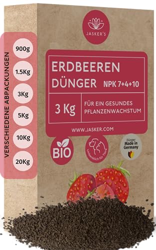 Bio Erdbeerdünger Langzeit 3 Kg - 100% Bio-Dünger mit viel Kalium für leckere Beeren - Organischer Bio Beerendünger & Erdbeer Dünger mit Vinasse - Erdbeeren Dünger für Gewächshaus & Freiland von JASKER'S