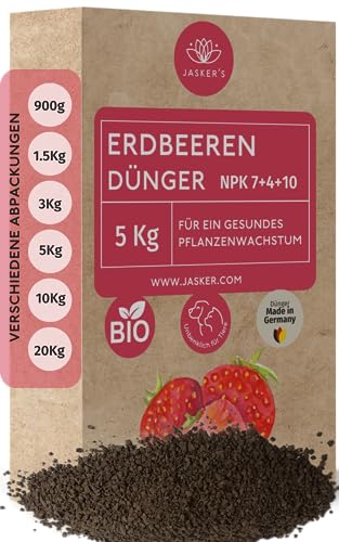 Bio Erdbeerdünger Langzeit 5 Kg - 100% Bio-Dünger mit viel Kalium für leckere Beeren - Organischer Bio Beerendünger & Erdbeer Dünger mit Vinasse - Erdbeeren Dünger für Gewächshaus & Freiland von JASKER'S