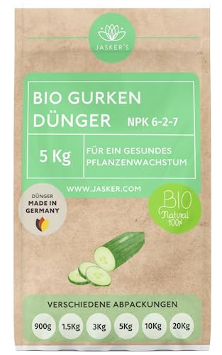 Bio Gurkendünger Langzeit 5 Kg - 100% Bio-Dünger mit Vinasse & viel Kalium - Organischer Biodünger für Gurken & Zucchini - Dünger für Gurken - Bio Gurken und Zucchini Dünger - Hochbeetdünger von JASKER'S