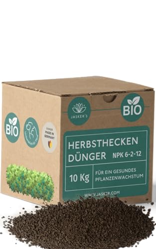 Bio Heckendünger 10 Kg - 100% Tierfreundlicher Pflanzendünger - Ideal als Dünger für Buchsbaum, Nadelbäume, Thuja Hecken - Viel Kalium & Magnesium für frischgrüne Blätter von JASKER'S